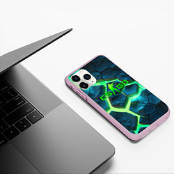 Чехол iPhone 11 Pro матовый CS GO green texture logo, цвет: 3D-розовый — фото 2