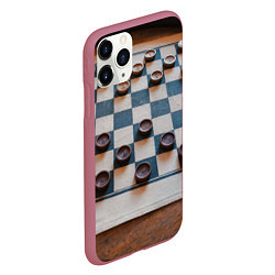 Чехол iPhone 11 Pro матовый Шашки, цвет: 3D-малиновый — фото 2