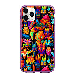 Чехол iPhone 11 Pro матовый Мифические монстрики, цвет: 3D-фиолетовый