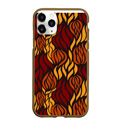 Чехол iPhone 11 Pro матовый Hot Flames - паттерн, цвет: 3D-коричневый