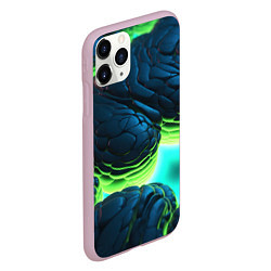 Чехол iPhone 11 Pro матовый Зеленые объемные плиты, цвет: 3D-розовый — фото 2