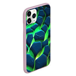 Чехол iPhone 11 Pro матовый Разломленные зеленые плиты, цвет: 3D-розовый — фото 2
