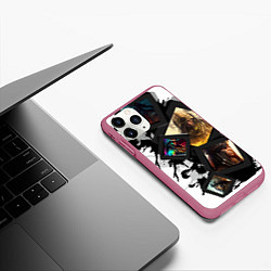 Чехол iPhone 11 Pro матовый Вождь Апачи, цвет: 3D-малиновый — фото 2
