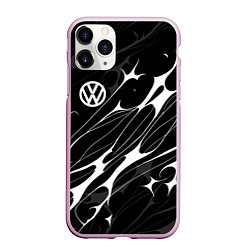 Чехол iPhone 11 Pro матовый Volkswagen - острые линии, цвет: 3D-розовый