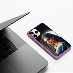 Чехол iPhone 11 Pro матовый Девушка принцесса с синими волосами, цвет: 3D-фиолетовый — фото 2