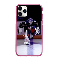 Чехол iPhone 11 Pro матовый Sergey Bobrovsky - goalkeeper - Columbus blue jack, цвет: 3D-малиновый