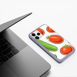 Чехол iPhone 11 Pro матовый Помидоры и огурцы, цвет: 3D-светло-сиреневый — фото 2