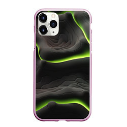 Чехол iPhone 11 Pro матовый Green black texture, цвет: 3D-розовый