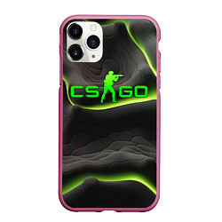 Чехол iPhone 11 Pro матовый CSGO green black logo, цвет: 3D-малиновый