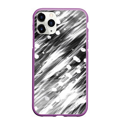 Чехол iPhone 11 Pro матовый Черно-белые штрихи, цвет: 3D-фиолетовый