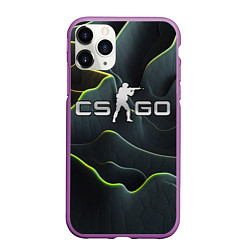 Чехол iPhone 11 Pro матовый CSGO green dark texture, цвет: 3D-фиолетовый