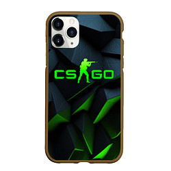 Чехол iPhone 11 Pro матовый CSGO green texture logo, цвет: 3D-коричневый