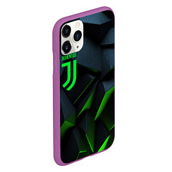 Чехол iPhone 11 Pro матовый Juventus black green logo, цвет: 3D-фиолетовый — фото 2