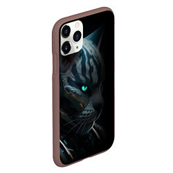 Чехол iPhone 11 Pro матовый Cat cyberpunk, цвет: 3D-коричневый — фото 2