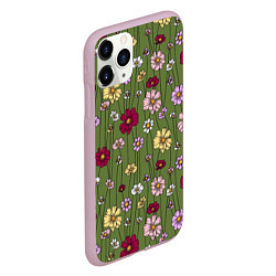 Чехол iPhone 11 Pro матовый Летний луг - паттерн, цвет: 3D-розовый — фото 2