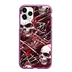 Чехол iPhone 11 Pro матовый Красные скелетоны, цвет: 3D-фиолетовый