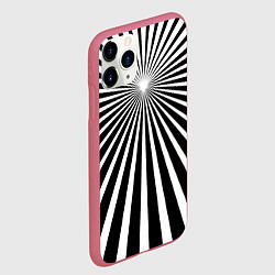 Чехол iPhone 11 Pro матовый Черно-белая полосатая иллюзия, цвет: 3D-малиновый — фото 2