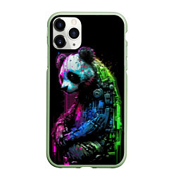 Чехол iPhone 11 Pro матовый Панда в краске, цвет: 3D-салатовый