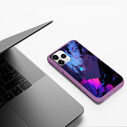 Чехол iPhone 11 Pro матовый Сатору Годжо - Магическая битва - неон, цвет: 3D-фиолетовый — фото 2