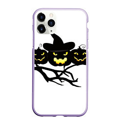 Чехол iPhone 11 Pro матовый Хэллоуин-празник, цвет: 3D-светло-сиреневый