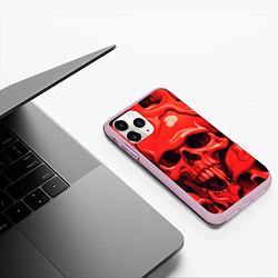 Чехол iPhone 11 Pro матовый Черепа красные, цвет: 3D-розовый — фото 2