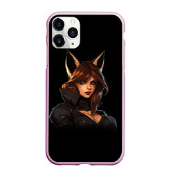 Чехол iPhone 11 Pro матовый Девушка с ушами лисы, цвет: 3D-розовый