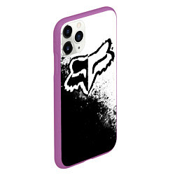 Чехол iPhone 11 Pro матовый Fox motocross - черно-белые пятна, цвет: 3D-фиолетовый — фото 2