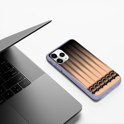 Чехол iPhone 11 Pro матовый Персиковый полосатый градиент, цвет: 3D-светло-сиреневый — фото 2