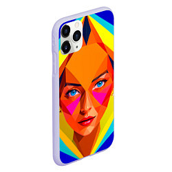 Чехол iPhone 11 Pro матовый Девушка голубоглазая в ромбе, цвет: 3D-светло-сиреневый — фото 2