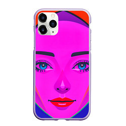 Чехол iPhone 11 Pro матовый Девушка с голубыми глазами и фиолетовым лицом, цвет: 3D-светло-сиреневый