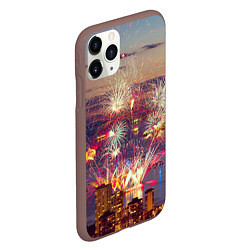 Чехол iPhone 11 Pro матовый Салют в ночном небе, цвет: 3D-коричневый — фото 2