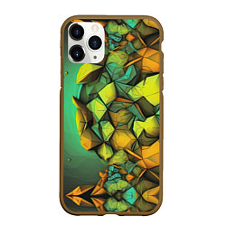 Чехол iPhone 11 Pro матовый Зеленая объемная абстракция, цвет: 3D-коричневый