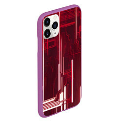 Чехол iPhone 11 Pro матовый Кибер схемы неон, цвет: 3D-фиолетовый — фото 2