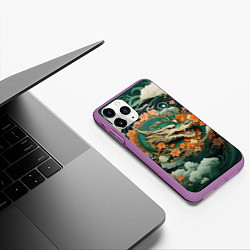 Чехол iPhone 11 Pro матовый Облачный дракон Irezumi, цвет: 3D-фиолетовый — фото 2