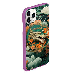 Чехол iPhone 11 Pro матовый Облачный дракон Irezumi, цвет: 3D-фиолетовый — фото 2