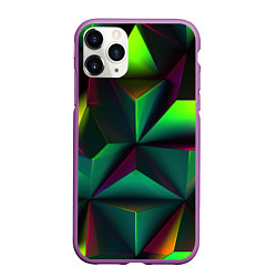 Чехол iPhone 11 Pro матовый Зеленый калейдоскоп абстракция, цвет: 3D-фиолетовый
