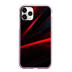 Чехол iPhone 11 Pro матовый Red lighting black background, цвет: 3D-розовый