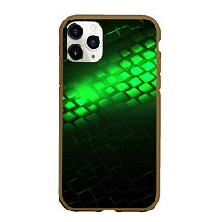 Чехол iPhone 11 Pro матовый Неоновые зеленые пластины, цвет: 3D-коричневый