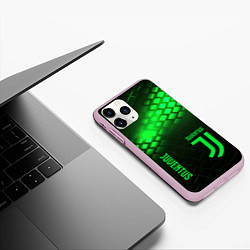 Чехол iPhone 11 Pro матовый Juventus green logo neon, цвет: 3D-розовый — фото 2