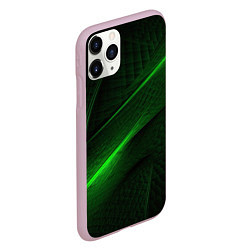 Чехол iPhone 11 Pro матовый Green neon lines, цвет: 3D-розовый — фото 2