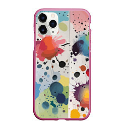 Чехол iPhone 11 Pro матовый Colorful blots - vogue - abstraction, цвет: 3D-малиновый