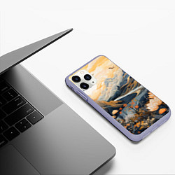 Чехол iPhone 11 Pro матовый Солнечное утро в цветущих горах, цвет: 3D-светло-сиреневый — фото 2