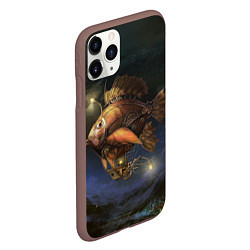 Чехол iPhone 11 Pro матовый Рыба-дирижабль в ночи, цвет: 3D-коричневый — фото 2