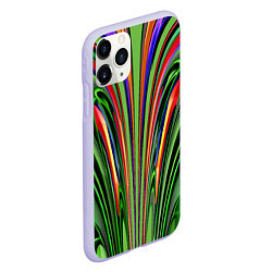 Чехол iPhone 11 Pro матовый Зеленые прожилки, цвет: 3D-светло-сиреневый — фото 2