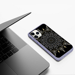 Чехол iPhone 11 Pro матовый Большая костяная мандала, цвет: 3D-светло-сиреневый — фото 2