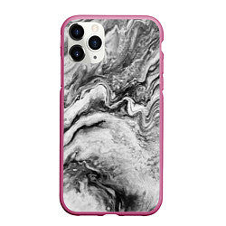 Чехол iPhone 11 Pro матовый Черно-белая мраморная абстракция, цвет: 3D-малиновый