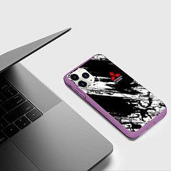Чехол iPhone 11 Pro матовый Mitsubishi - белый пятна, цвет: 3D-фиолетовый — фото 2