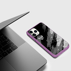 Чехол iPhone 11 Pro матовый Герб РФ - монохромный, цвет: 3D-фиолетовый — фото 2