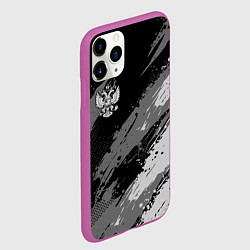 Чехол iPhone 11 Pro матовый Герб РФ - монохромный, цвет: 3D-фиолетовый — фото 2