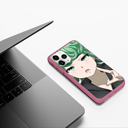 Чехол iPhone 11 Pro матовый One Punch Man Тацумаки, цвет: 3D-малиновый — фото 2